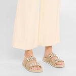 Pedro Garcia - Women's Dilys Two-band Embellished Frayed Linen Sandals