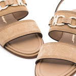 Salvatore Ferragamo - Women's Gancini Plaque Suede Sandals
