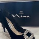 Nina - Women's Velvet heel with gem detailing