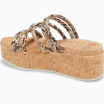 J/Slides - Women's Snakeskin Cork Wedge Sandals