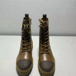 Michael Kors - Women's Weiss Faux Leather Tall Combat Bootie