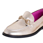 Vilagallo - Women's Leather With Chain Detail Loafers