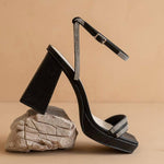 Oasis Society - Women's Suva Rhinestone And Reptile Print Strappy Heels