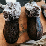 Very G - Women's Lolly Tooled Print Faux Leather Fuzzy Slippers