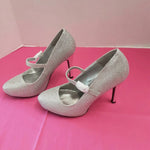Qupid - Women's Glittery Platform Shoes With Buckle Strap