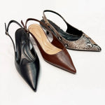 Ccocci - Women's Bell pointed toe kitten heel pumps