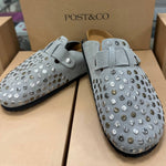Post & Co. - Women's Studded Suede Clogs