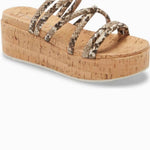 J/Slides - Women's Snakeskin Cork Wedge Sandals