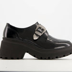 Andrea - Women's Chunky Sole Heeled Patent Moccasins