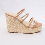 Let'S See Style - Women's Rita Raffia Clear Two Strap Wedge Sandals