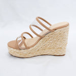 Let'S See Style - Women's Rita Raffia Clear Two Strap Wedge Sandals