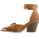 Andrea - Women's Pointed Toe Riveted Ankle Strap Pumps
