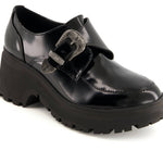Andrea - Women's Chunky Sole Heeled Patent Moccasins