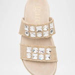 Pedro Garcia - Women's Dilys Two-band Embellished Frayed Linen Sandals
