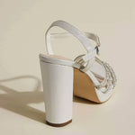 Galina - Women's Signature Peace Satin And Crystal Platform Heel Sandals