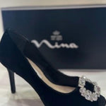 Nina - Women's Velvet heel with gem detailing