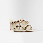 Anne Michelle - Women's Dome Stud Double Strap Heeled Sandal
