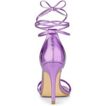 Allegra K - Women's Open Toe Lace Up Stiletto 4" Heels Sandals