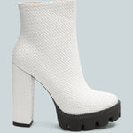 London Rag - Women's Moleski Textured Block Heeled Boots