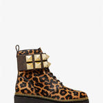 Michael Kors - Women's Haskell Studded Leopard Calf Hair Combat Boots