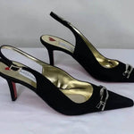 Monique Lhuillier - Women's Suede Slingback Pointed Toe High-heel Pumps