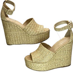 Larroude - Women's Raffia Wedge Sandals