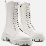 London Rag - Women's Drill Chunky Lace Up Ankle Boots