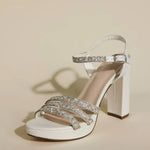 Galina - Women's Signature Peace Satin And Crystal Platform Heel Sandals