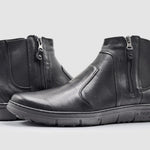 Kcr Group - Men's Everyday Thin Wool-lined Zip-up Leather Boots