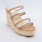Let'S See Style - Women's Rita Raffia Clear Two Strap Wedge Sandals