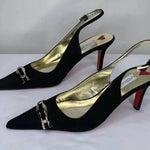 Monique Lhuillier - Women's Suede Slingback Pointed Toe High-heel Pumps