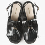 All Black - Women's Kiltie Tassel Lugg Sandals