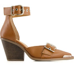 Andrea - Women's Pointed Toe Riveted Ankle Strap Pumps
