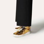 Valentino - Men's Stud Mirror Effect Synthetic Fiber Mid-top Sneakers