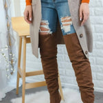 Surelymine - Women's Unmatchable Pointy Slouchy Knee And Thigh High Boots