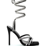 Azalea Wang - Women's Lunarlight Lace Up Calf High Bling Sandal