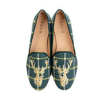 House Of Zalo - Women's Stag Slipper Printed Velvet Slippers