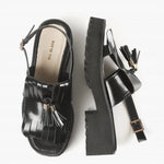 All Black - Women's Kiltie Tassel Lugg Sandals
