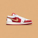 Air Jordan 1 Low SE (GS) - White/Metallic Gold/University Red