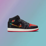 Air Jordan 1 Mid SE (GS) "Siempre Familia" - Black/Chile Red