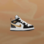 Air Jordan 1 Mid SE (TD) 'Black Gold' - Black/Metallic Gold/White
