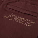 Awake Classic Outline Logo Paneled Embroidered Sweatpants - Brown