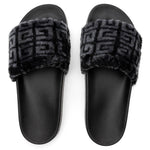 Leather Slide Flat Sandal - Black