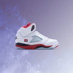 Air Jordan 5 Retro OG Fire Red 'Black Tongue' (PS) - White/Fire Red/Black