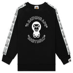 Kids Baby Milo Line Tape Relaxed Fit Crewneck Sweatshirt - Black