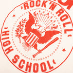 Ramones Rock N Roll High White Text Crew Tee - Dirty White
