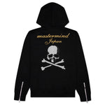 Skull Print Zip Up Sweatshirt - Black