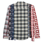 7 Cuts Wide Flannel Shirt - Cyan/Black