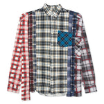 7 Cuts Wide Flannel Shirt - Cyan/Black