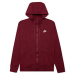 Sportswear Club Fleece Full-Zip Hoodie - Dark Beetroot/White